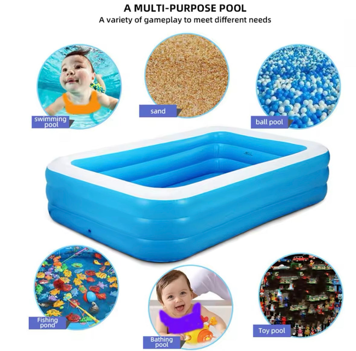 Piscina gonflabila , 200 x 150 x 50 cm, 2 inele family pool XXL exterioara