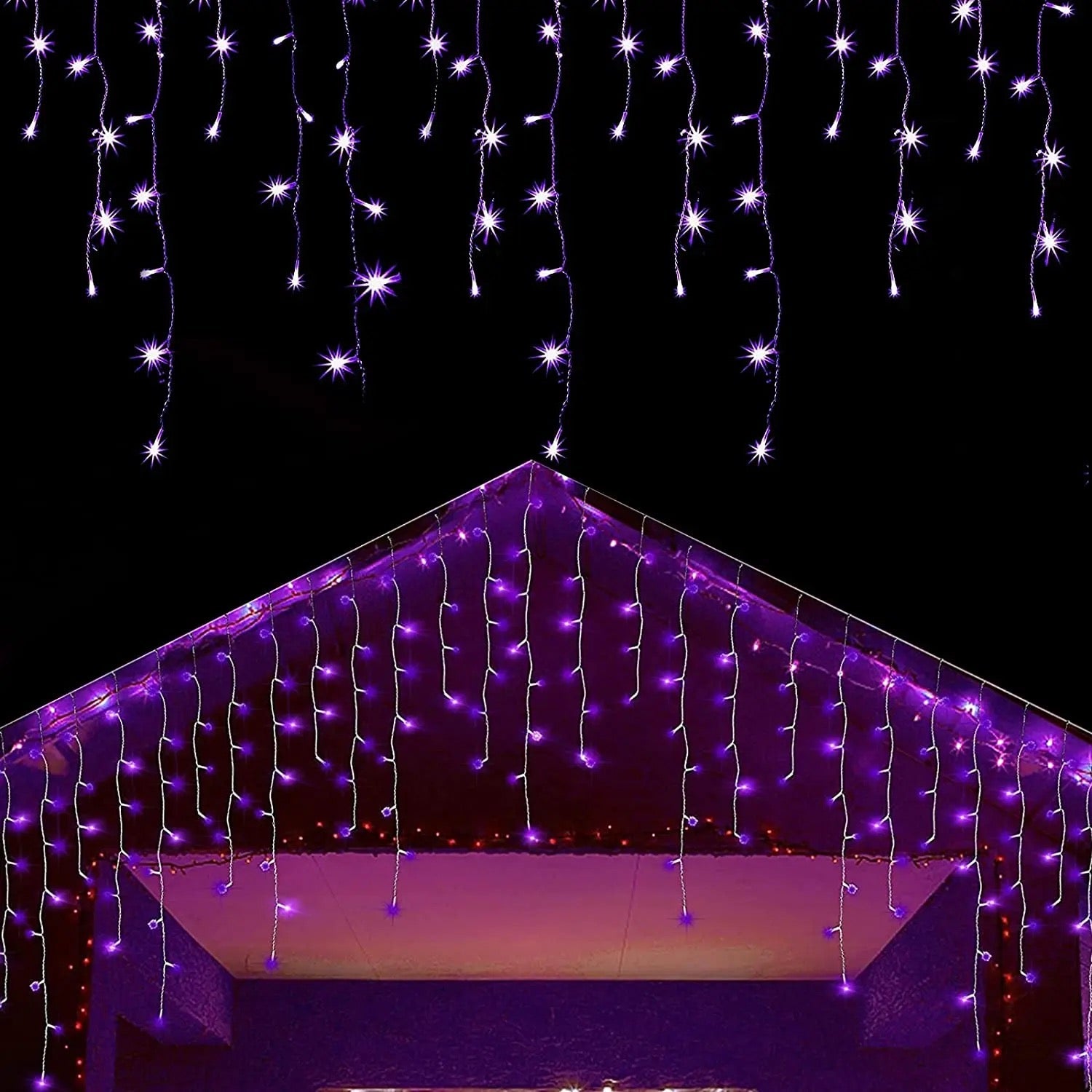 Instalatie LED cu franjuri, lungime 8/12 metri, de exterior, 240/300 leduri