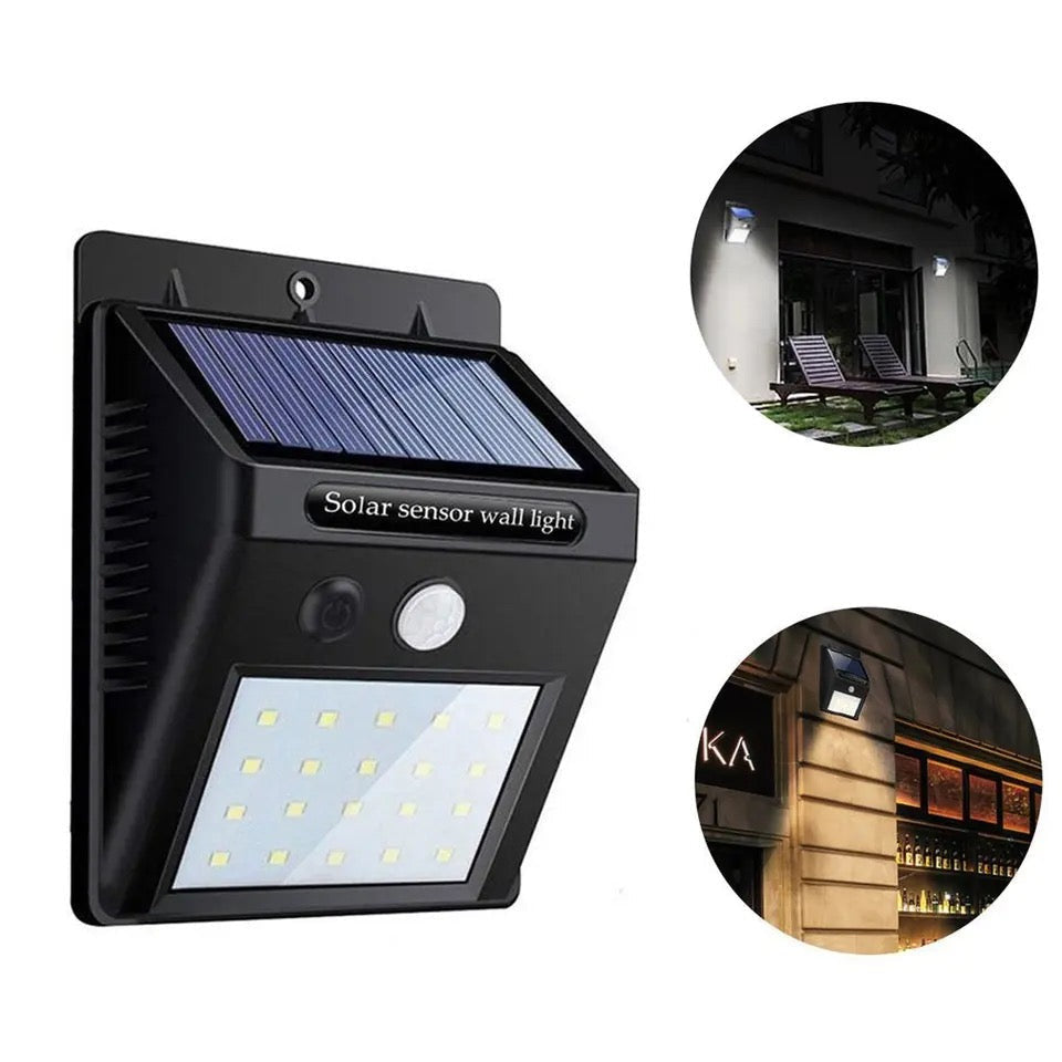 Set 10 x Lampi solare de perete cu iluminare continua si lumina 20 leduri