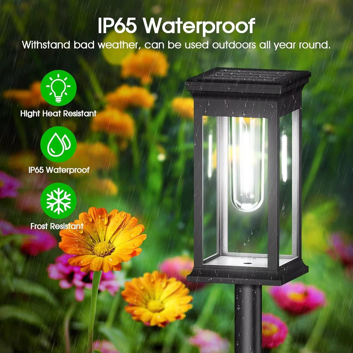 Set 4x Lampi Solare Pentru Gradina, IP 44, H 55 Cm