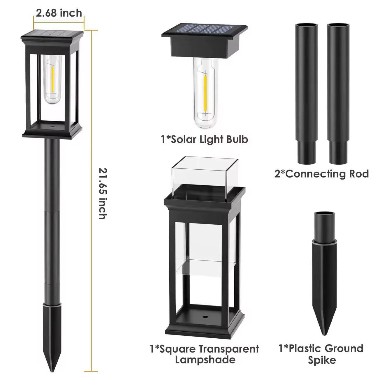 Set 4x Lampi Solare Pentru Gradina, IP 44, H 55 Cm