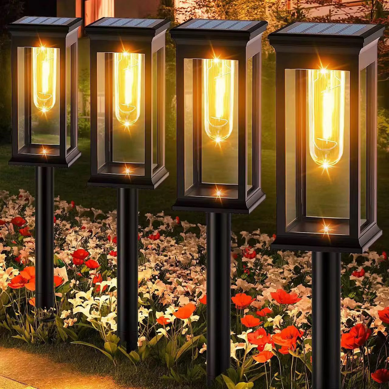 Set 4x Lampi Solare Pentru Gradina, IP 44, H 55 Cm