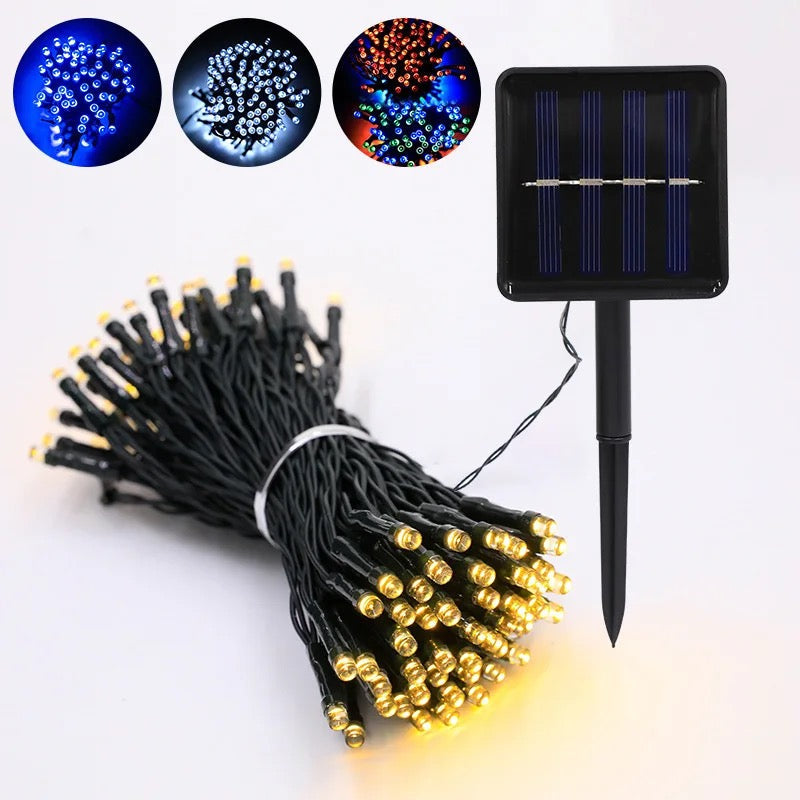 Instalatie 100 LED cu panou solar si controler, lungime 10 metri , IP44