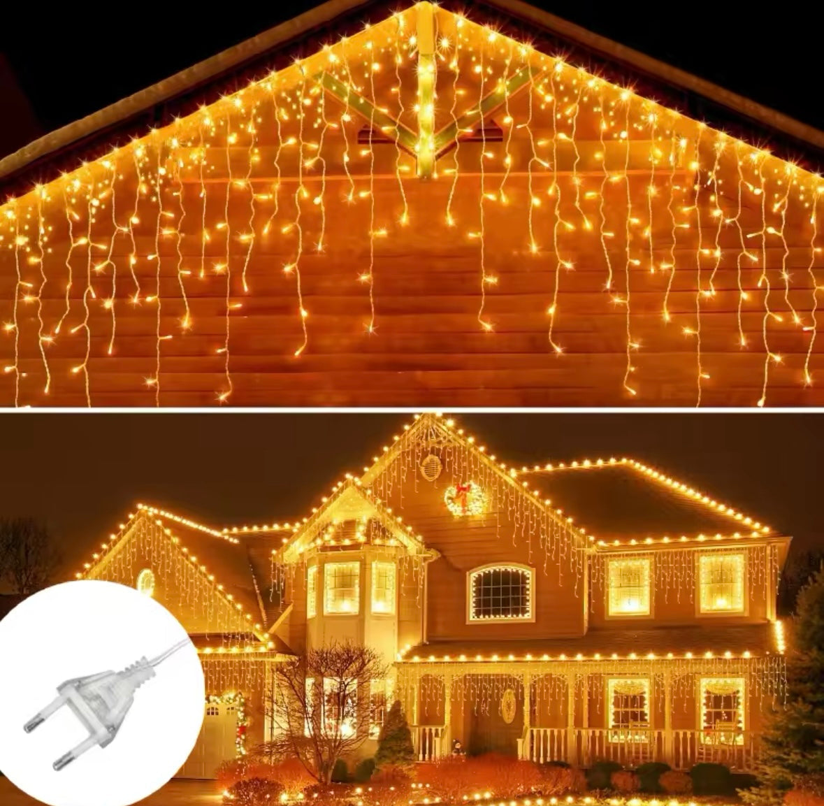 Instalatie LED cu franjuri, lungime 8/12 metri, de exterior, 240/300 leduri