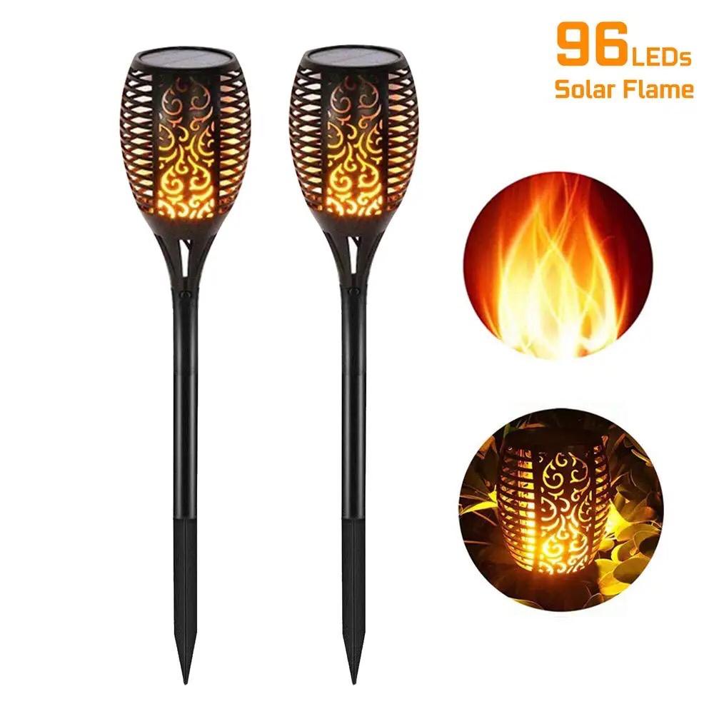 Set 10 x Lampi solara tip torta cu efect flacara, varianta mare 51.5 cm, 96LED