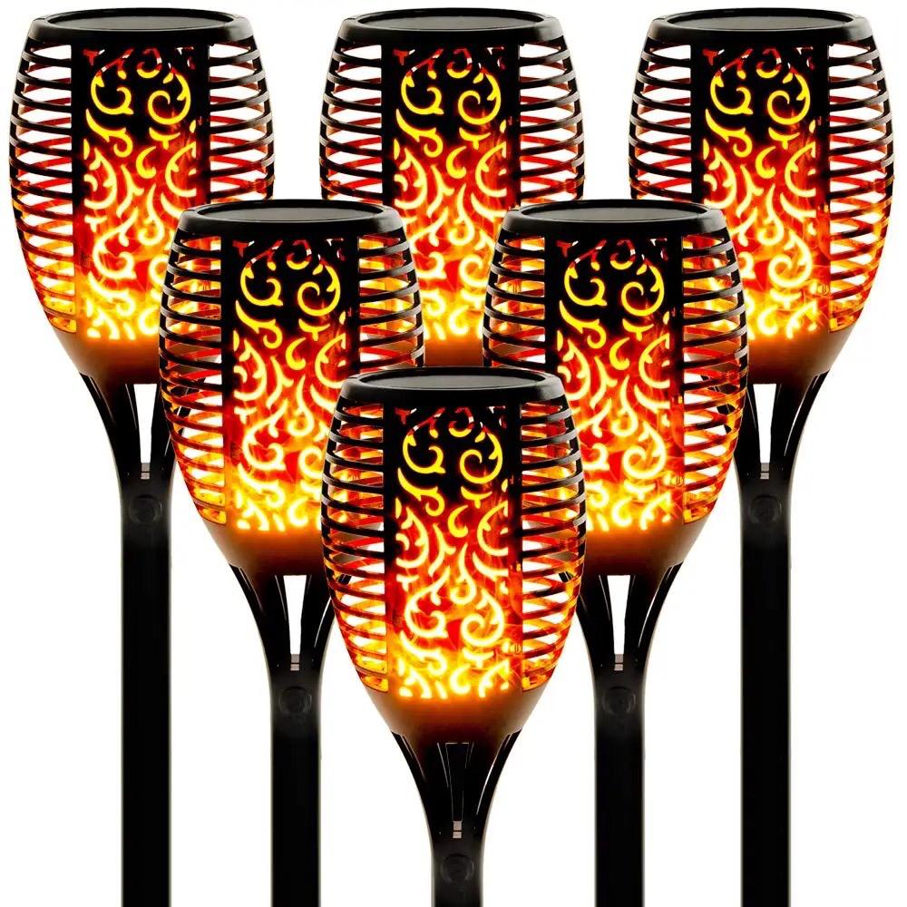 Set 10 x Lampi solara tip torta cu efect flacara, varianta mare 51.5 cm, 96LED