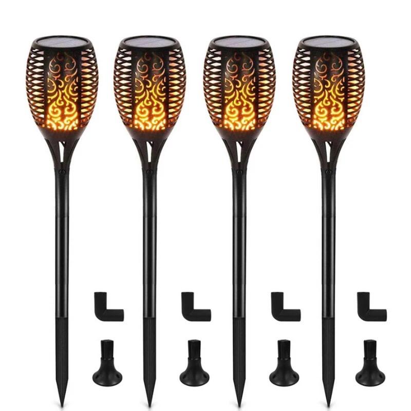 Set 10 x Lampi solara tip torta cu efect flacara, varianta mare 51.5 cm, 96LED
