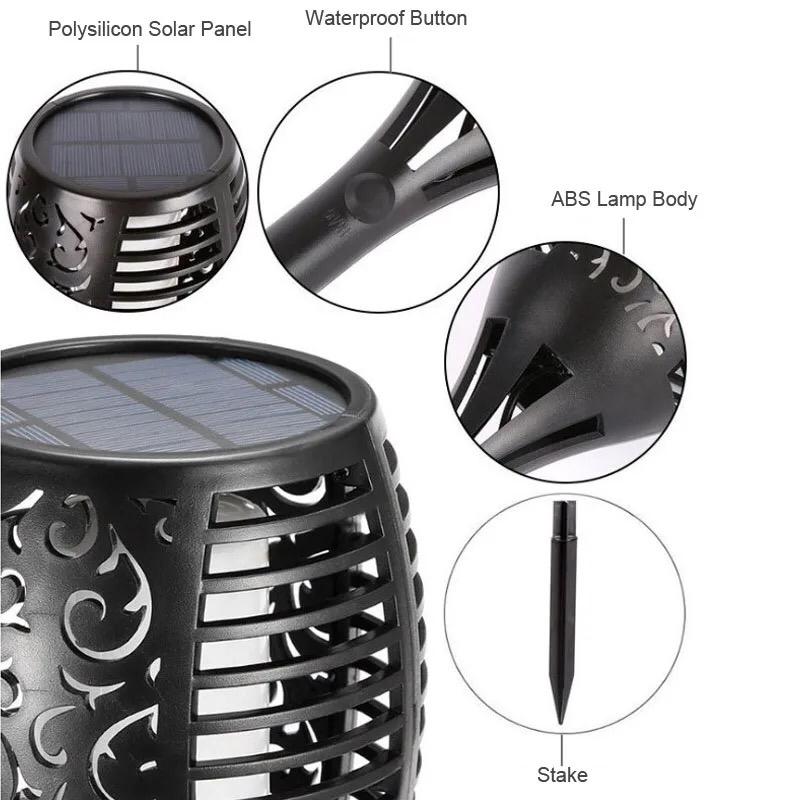 Set 10 x Lampi solara tip torta cu efect flacara, varianta mare 51.5 cm, 96LED