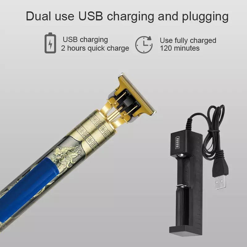 Aparat Masina de Tuns, Ras cu precizie pentru Contur fara Fir, Lame din Inox Incarcare USB