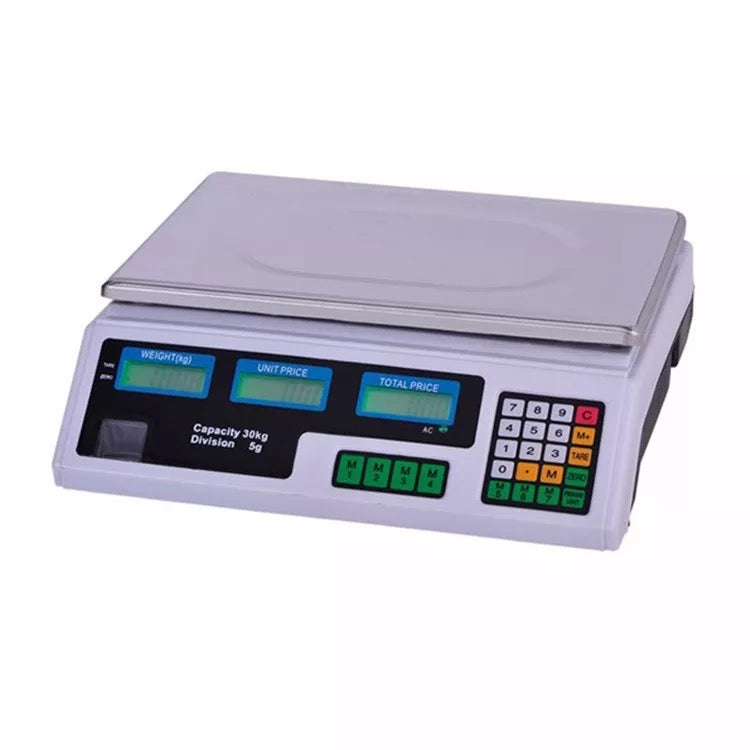 Cantar Electronic 40 kg cu Acumulator si Platan Inox, Incarcare Priza