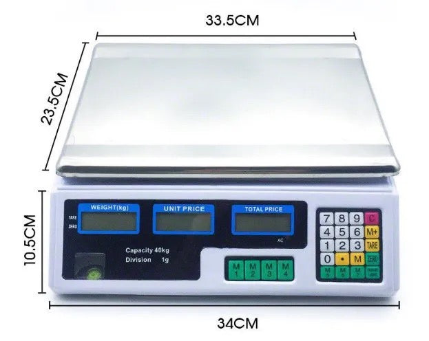 Cantar Electronic 40 kg cu Acumulator si Platan Inox, Incarcare Priza