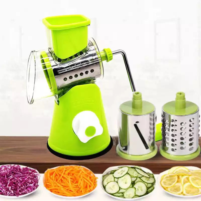 Razatoare manuala pentru legume Tabletop Drum Grater, 3 lame interschimbabile