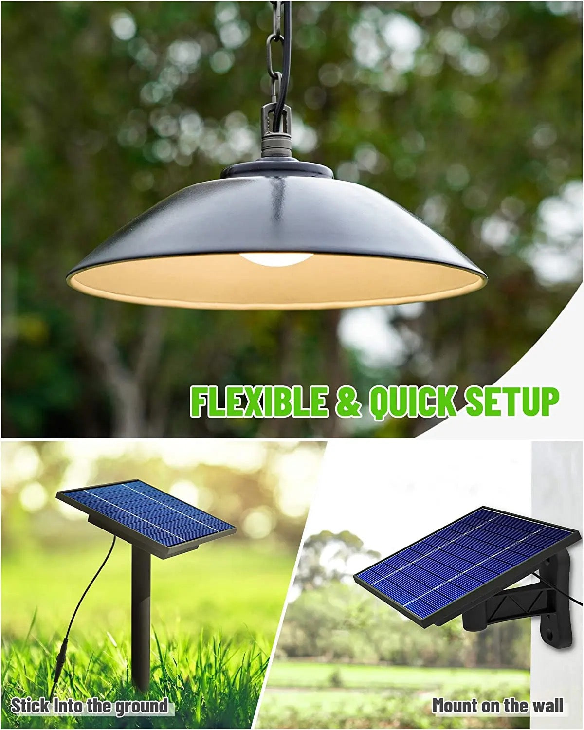 Set panou solar cu 2 becuri LED cu aplica, telecomanda, 50W