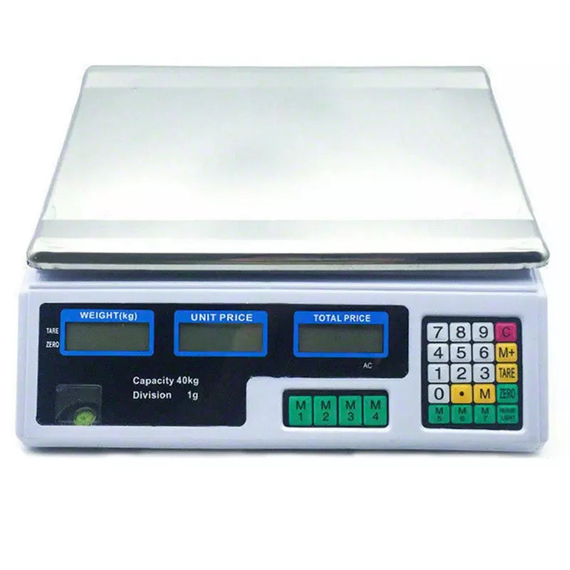 Cantar Electronic 40 kg cu Acumulator si Platan Inox, Incarcare Priza