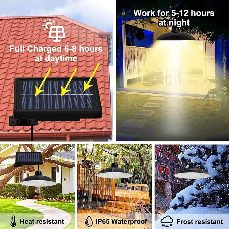 Set panou solar cu 2 becuri LED cu aplica, telecomanda, 50W