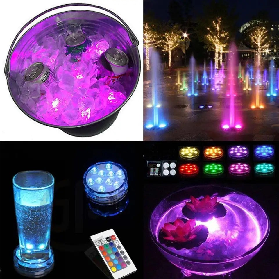 Set 4 lampi LED RGB, pentru Piscina cu telecomanda, rezistente la apa