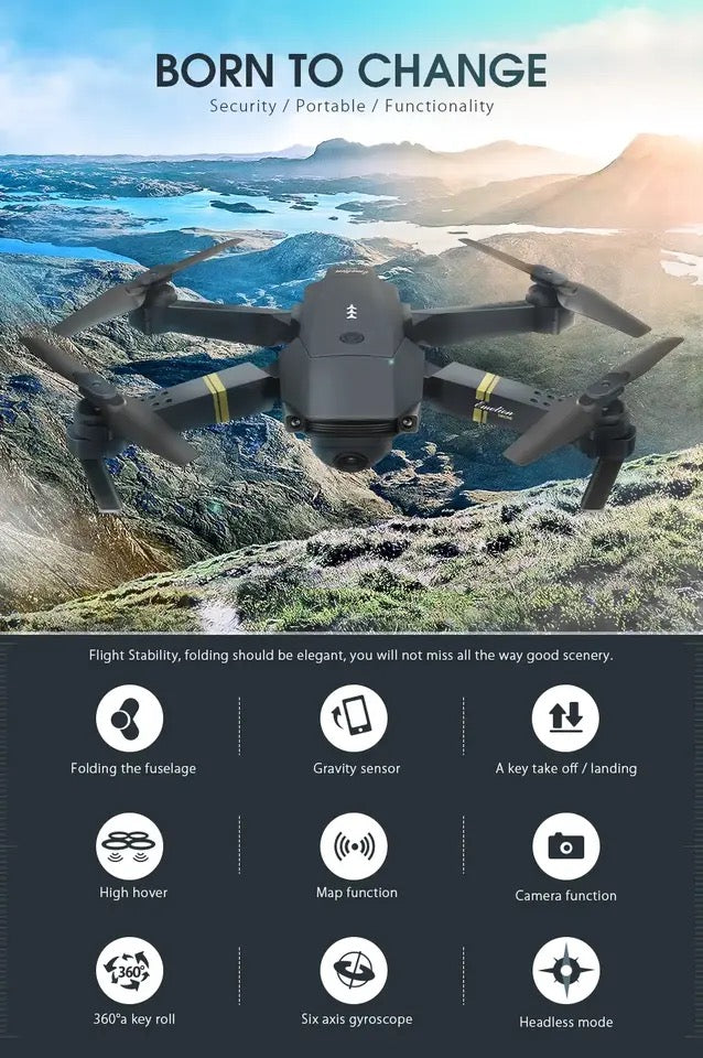 Drona cu 4 brate pliabile, wifi, camera 2mp, transmisie live pe telefon