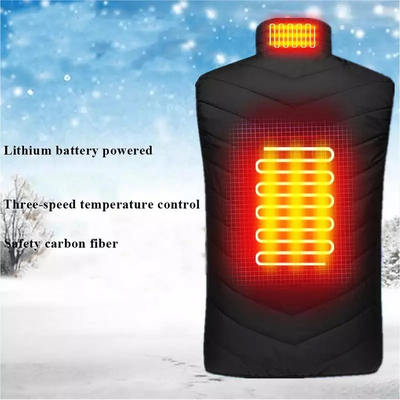 Vestă încălzită cu 11 zone Unisex, Jacheta încălzita prin usb reîncărcabilă vestă termică caldă
