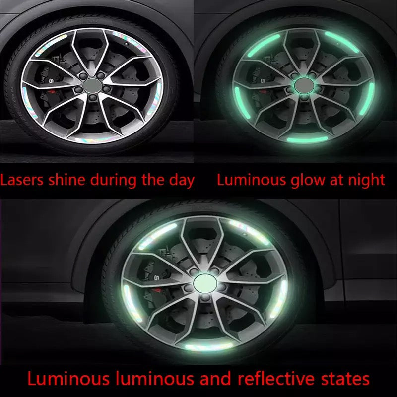 Set 20 Benzi Reflectorizante, Autoadezive, Pentru Roti Auto sau Moto, Verde