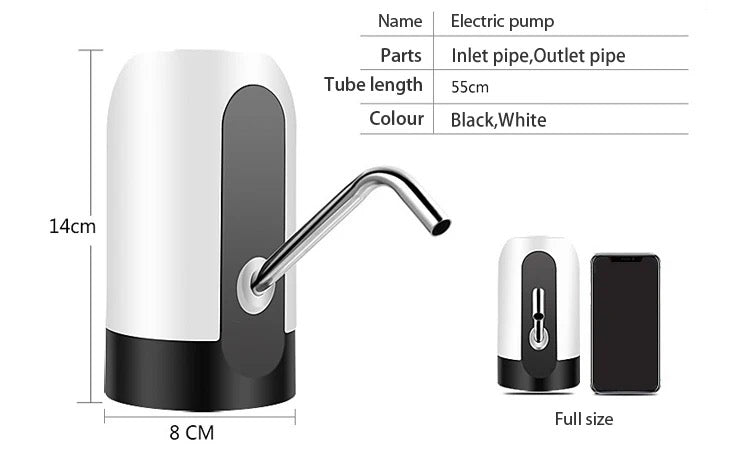 Pompa pentru bidon electrica, dozator, dispenser apa de baut, uz casnic, incarcare USB, AquaZen