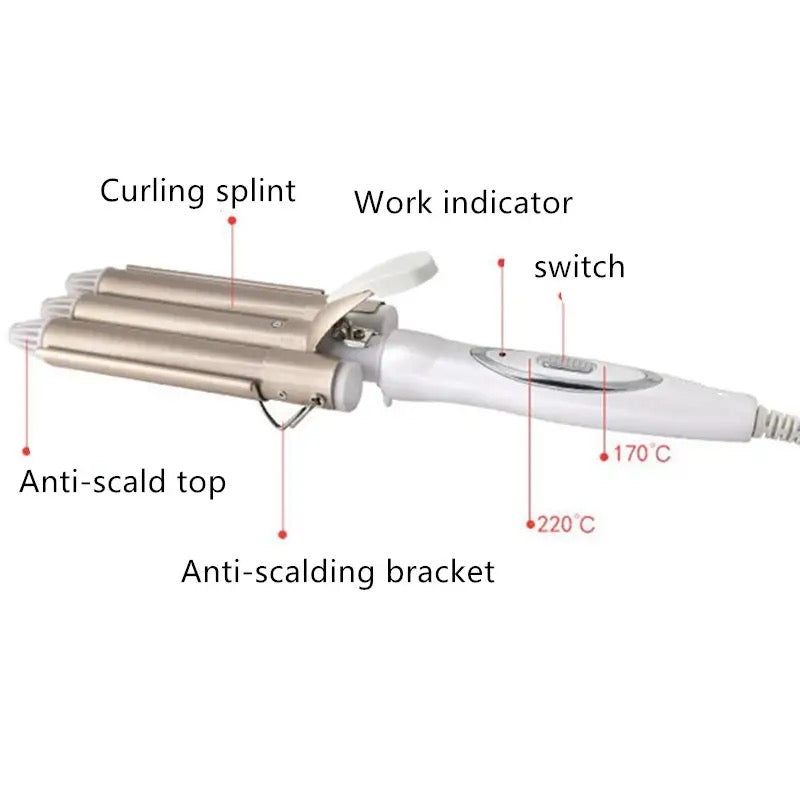 Ondulator Profesional cu Tehnologie Ionica si 3 Tuburi Ceramice
