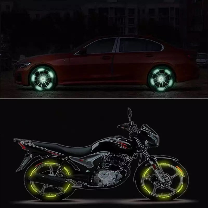 Set 20 Benzi Reflectorizante, Autoadezive, Pentru Roti Auto sau Moto, Verde