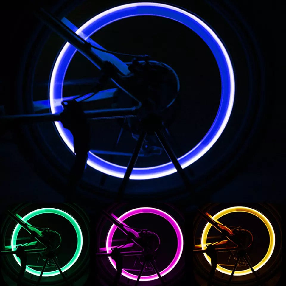 Set 4 x Capace cu LED pentru supapele rotilor Cybertron - Albastru