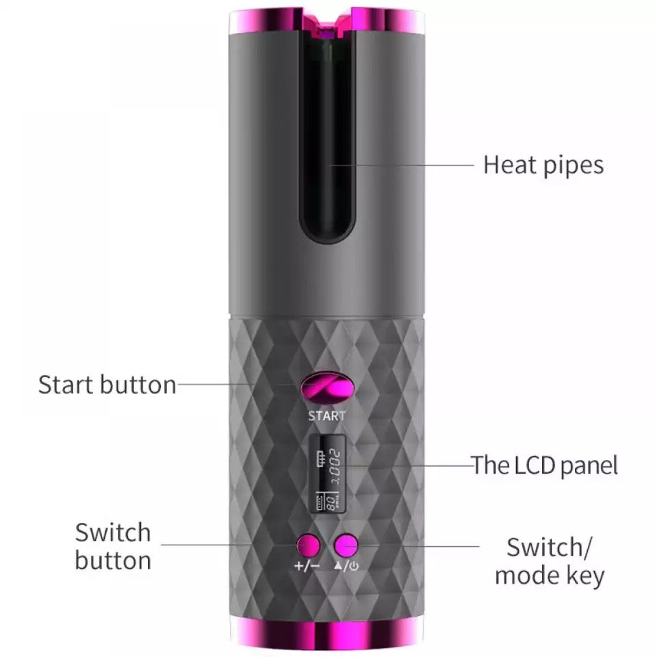 Ondulator de par Automat Wireless, Smart-Curler cu functie de power bank