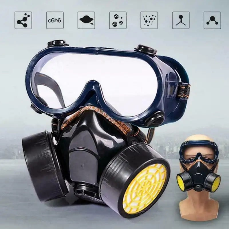 Set Ochelari si Masca de Protectie, Pentru Lucrul in Mediu Chimic, 2 Filtre de Carbon