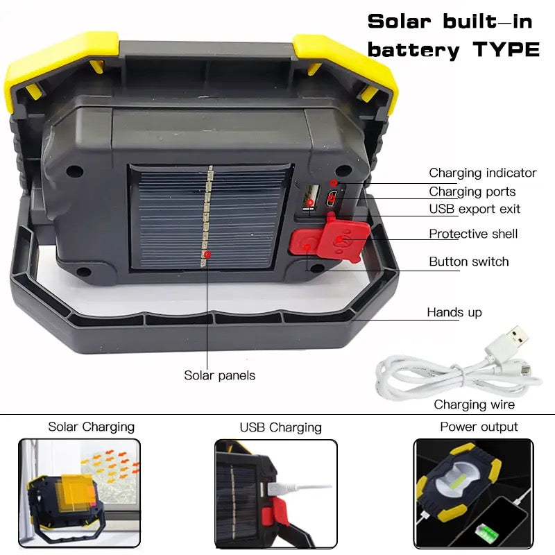 Lampa LED 50W portabila cu incarcare solara si functie Power Bank Waterproof IP 65
