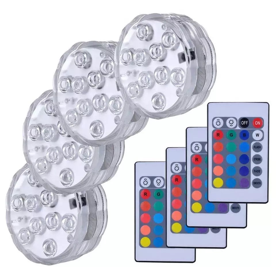 Set 4 lampi LED RGB, pentru Piscina cu telecomanda, rezistente la apa