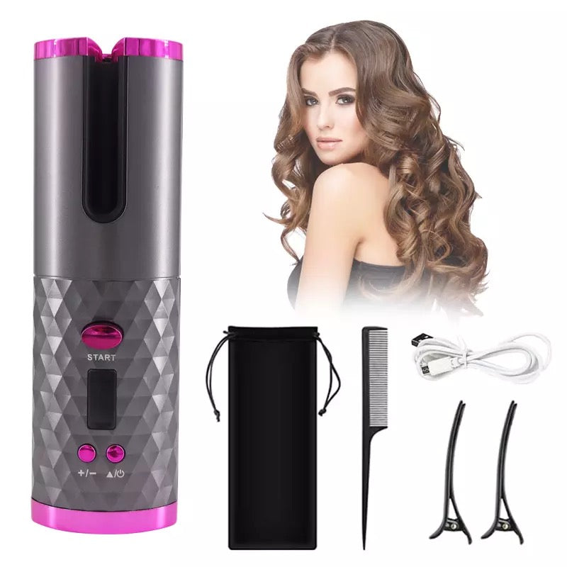 Ondulator de par Automat Wireless, Smart-Curler cu functie de power bank