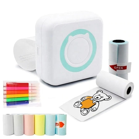 Set Mini imprimanta termica si 10 role hartie